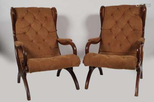 PAIR REGENCY STYLE MAHOGANY LIBRARY CHAIRS