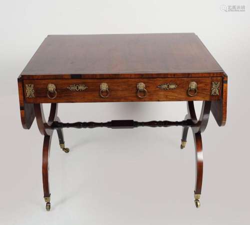 REGENCY PERIOD ROSEWOOD & BRASS INLAID SOFA TABLE