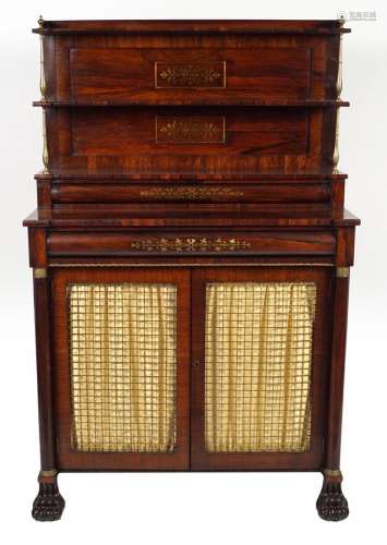 REGENCY PERIOD ROSEWOOD, BRASS INLAID CHIFFONIERE