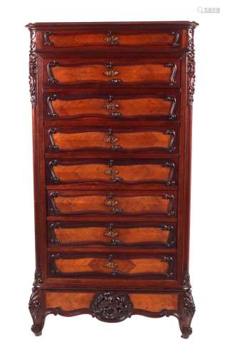 19TH-CENTURY ROSEWOD TALLBOY