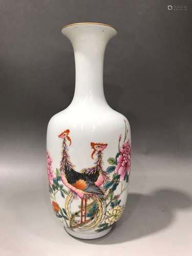 pastel flower and bird vase