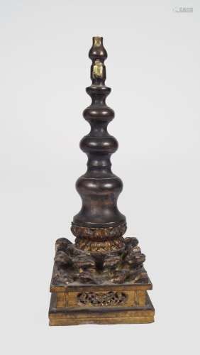 TIBETO-CHINESE QING BRONZE STUPA