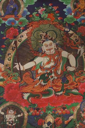 WHITE JAMBHALA PAINTED THANGKA