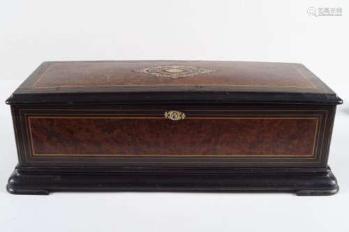 19TH-CENTURY AMBOYNA CASED MUSIC BOX