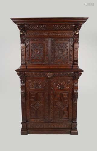 19TH-CENTURY CARVED OAK COURT CUPBOARD