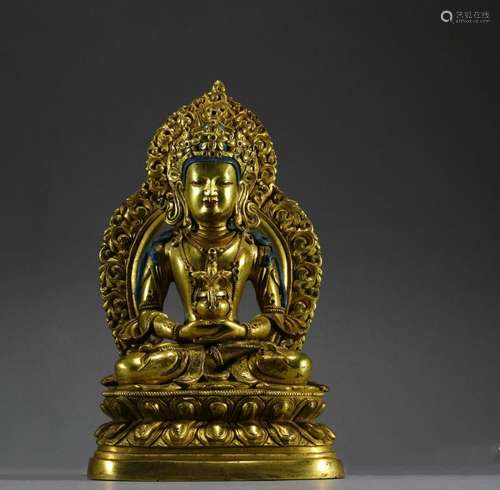 Gilt Bronze Statue of Infinite Life in Old Collection