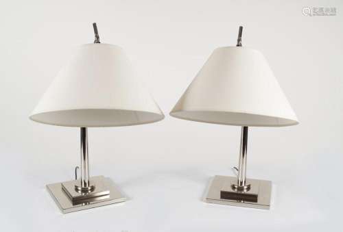 PAIR OF LARGE CHROME ARTICULATED LAMPS