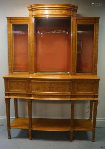 SIGNED SATINWOOD & MARQUETRY DISPLAY CABINET