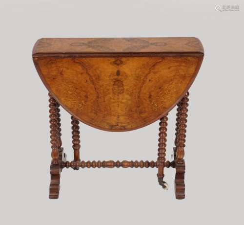 VICTORIAN WALNUT & MARQUETRY SUTHERLAND TABLE