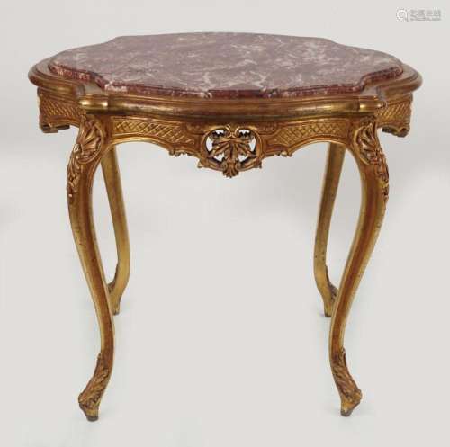 19TH-CENTURY LOUIS XV STYLE CARVED GILTWOOD TABLE