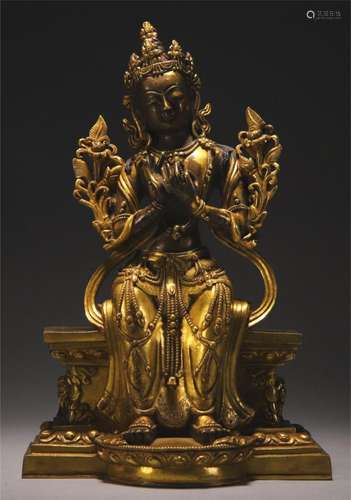 Gilt Bronze Buddha Statue in Old Collection