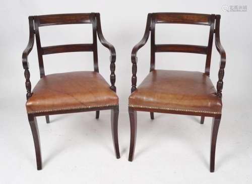 PAIR OF REGENCY MAHOGANY LIBRARY CHAIRS