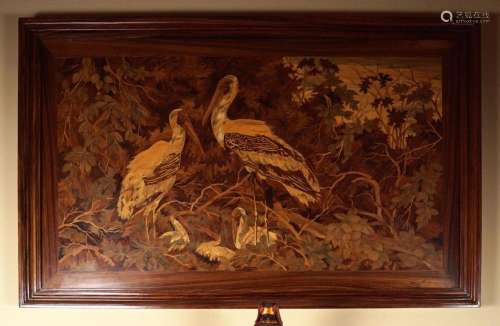 LARGE WALL ART MARQUETRY PANEL