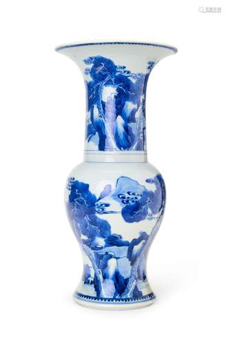 A CHINESE BLUE & WHITE YEN YEN VASE "DEER & CRA...