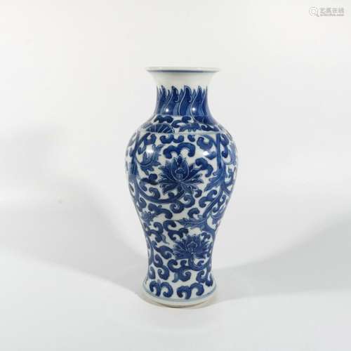 blue and white flower vase