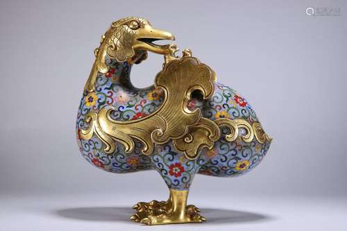 Old collection of cloisonne mandarin duck smoker