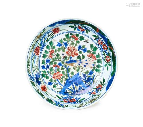 A CHINESE WUCAI PHOENIX DISH, TRANSITIONAL PERIOD, SHUNZHI (...