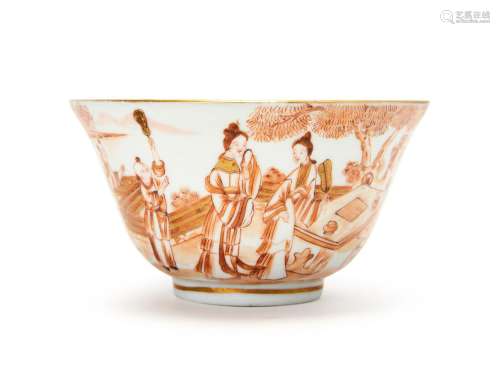 A CHINESE IRON RED "FIGURES" BOWL, QIANLONG PERIOD...