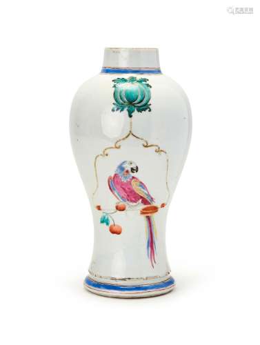 A CHINESE FAMILLE ROSE "PARROT ON A PERCH" VASE, Q...
