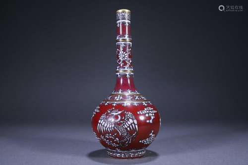 Reflux Jihong and white phoenix pattern long-necked bottle