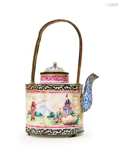 A CHINESE CANTON ENAMEL TEAPOT, QIANLONG PERIOD (1736-1795)