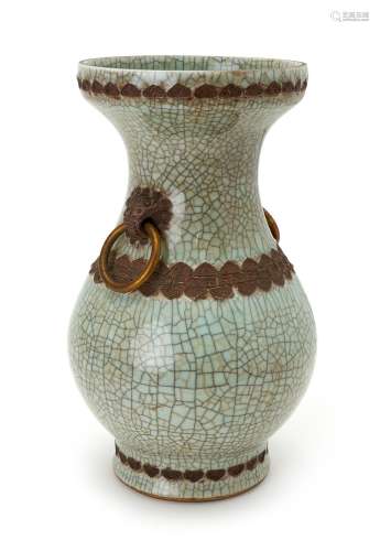 A LARGE CHINESE CRACKLE CELADON GROUND VASE, 18TH CENTURY, Q...