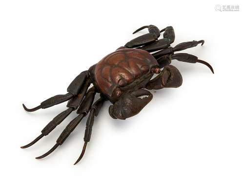 A JAPANESE BRONZE OKIMONO OF A CRAB, MEIJI PERIOD (1868-1912...