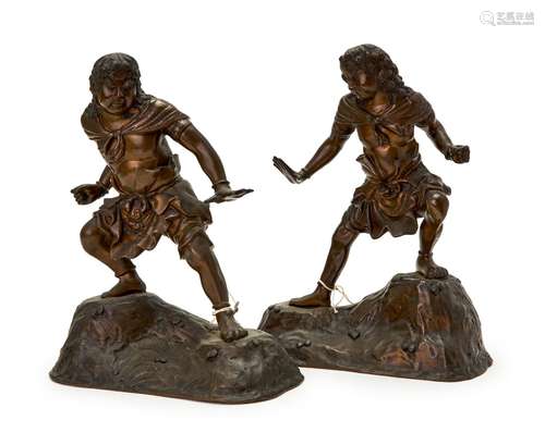 A PAIR OF JAPANESE BRONZE & MIX METAL FIGURES, MEIJI PER...