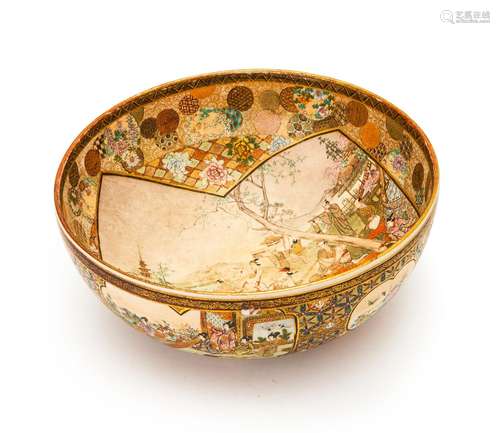 A LARGE JAPANESE SATSUMA BOWL, MEIJI PERIOD (1868-1912)