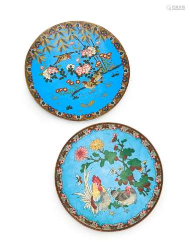 TWO JAPANESE CLOISONNE PLATES, MEIJI PERIOD (1868-1912)