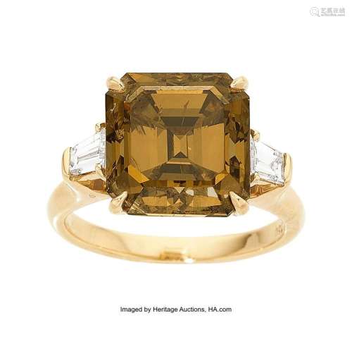 Fancy Deep Brown-Yellow Diamond, Diamond, Gold Ring Stones: ...