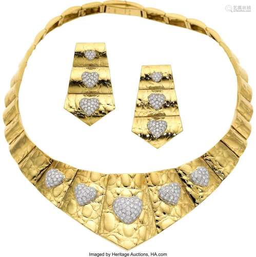 Gucci Diamond, Gold Jewelry Suite Stones: Full-cut diamonds ...