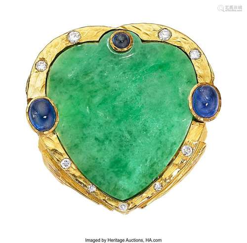 David Webb Jadeite Jade, Diamond, Sapphire, Gold Ring Stones...