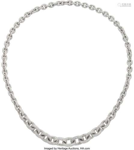 David Yurman Diamond, White Gold Necklace Stones: Full-cut d...