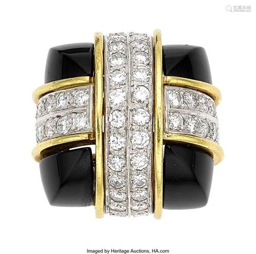 La Triomphe Diamond, Black Onyx, Gold Ring Stones: Full-cut ...