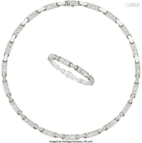 Tiffany & Co. Diamond, White Gold Jewelry Suite Stones: ...