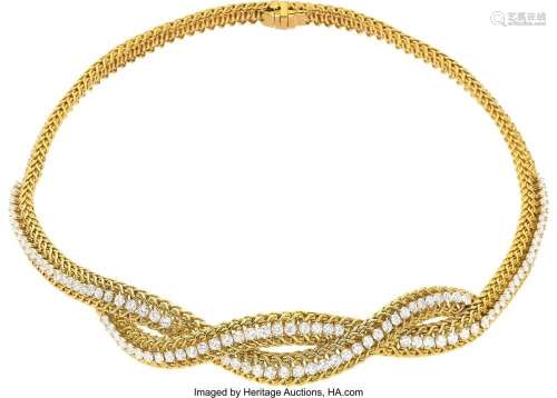 Diamond, Gold Necklace Stones: Full-cut diamonds weighing a ...