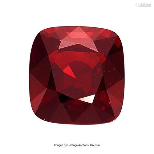 5.01 ct Burma Spinel Shape: Cushion Color: Vivid to Deep Red...