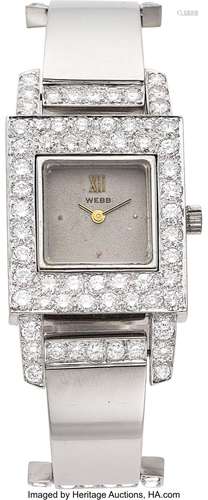 David Webb Diamond, Platinum, White Gold Watch Case: 26 x 23...