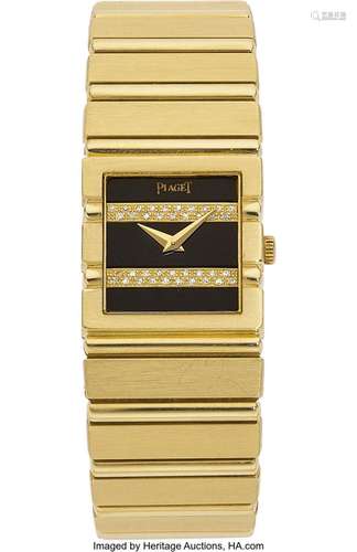 Piaget Diamond, Black Onyx, Gold Polo Watch Case: 20 x 20 mm...