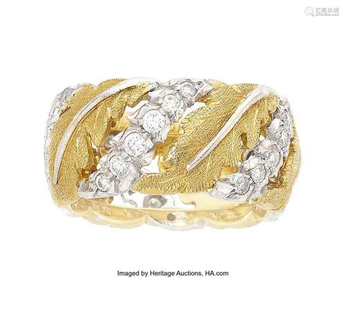 Buccellati Diamond, Gold Ring Stones: Full-cut diamonds weig...