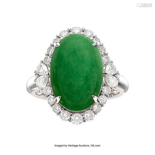 Jadeite Jade, Diamond, White Gold Ring Stones: Jadeite jade ...