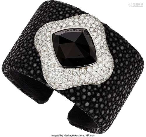 Tallarico Diamond, Black Onyx, Shagreen, White Gold Bracelet...