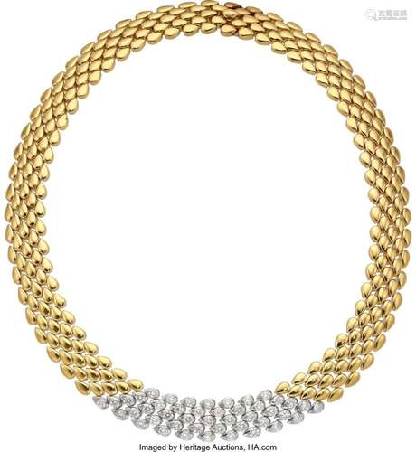 Diamond, Gold Necklace Stones: Full-cut diamonds weighing a ...