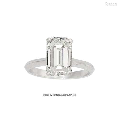 Diamond, Platinum Ring Stones: Emerald-cut diamond weighing ...