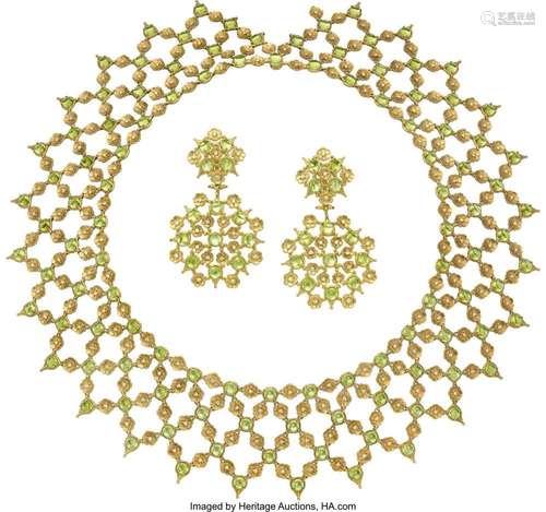 Paul Morelli Diamond, Peridot, Gold Jewelry Suite Stones: Fu...