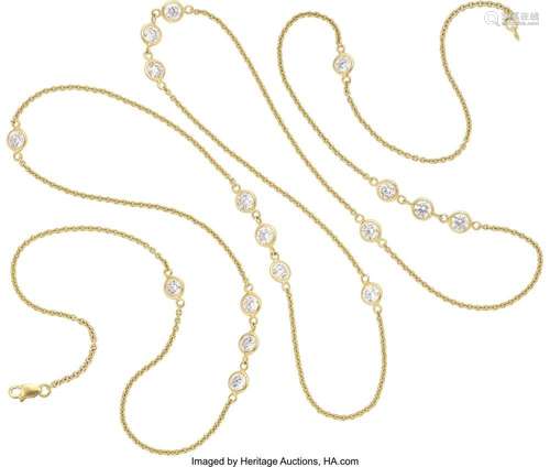 Diamond, Gold Necklace Stones: Full-cut diamonds weighing a ...