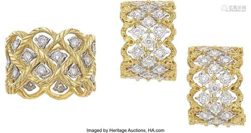 Buccellati Diamond, Gold Jewelry Suite Stones: Full-cut diam...