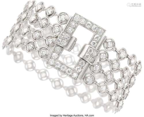Art Deco Diamond, Platinum Bracelet Stones: European and tra...