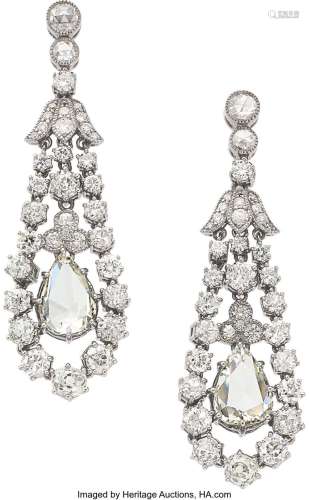Diamond, Gold Earrings Stones: European, mine, full and rose...